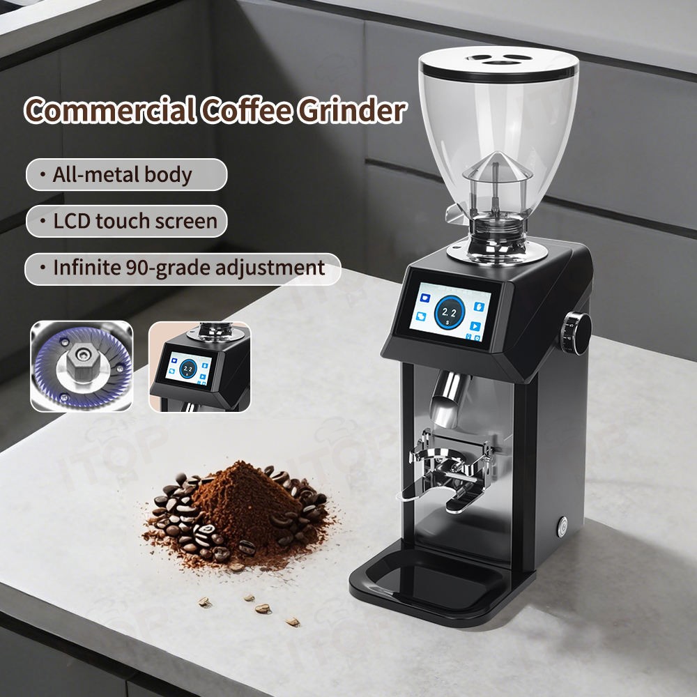 Coffee Grinder Burr Flat - Moedor de café elétrico ITOP comercial,